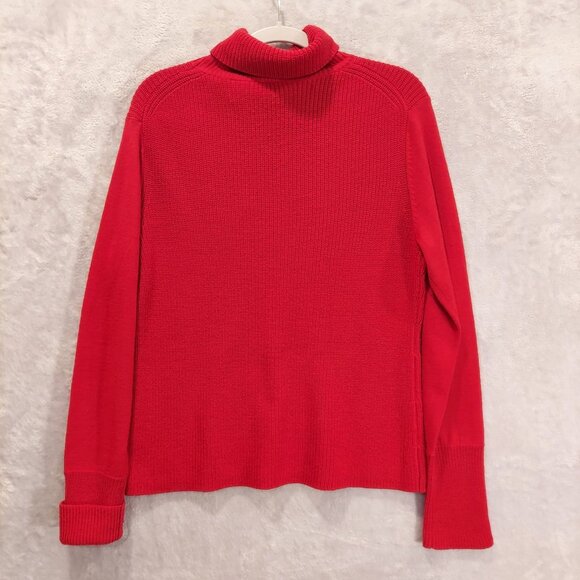 Liz Claiborne Womens L Sweater Bold Red Wool Blend Turtle Neck Office career - Picture 3 of 15